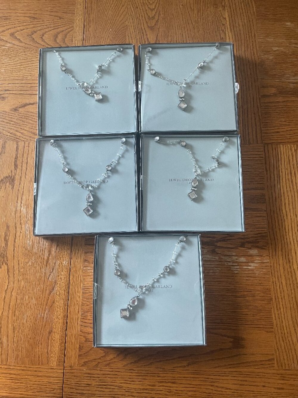 Restoration Hardware Jewel Drop Garland Clear Silver 5 Boxes 30 Ft New Christmas